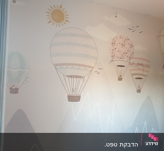 כדורים פורחים על רקע הרים ושמש